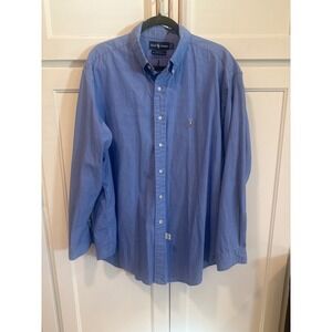 Ralph Lauren Yarmouth Blue Oxford Button Down Shirt Men 18 36 dress preppy (XL)